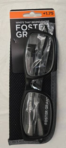 17-143 Foster Grant 887661275318 Reading Glasses 1.75 Scooter Black/gray 53 With Soft Case