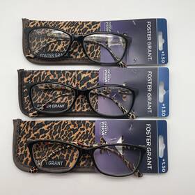 R142 Foster Grant 887661365682 Inch 3 Pair Crystal Visio Tara Brown 1.50 Reader Reading Glasses