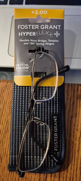 Hf25 Foster Grant 887661369321 Hyperflexx Metal Gun Mens Reading Glasses With Case 2.00 New
