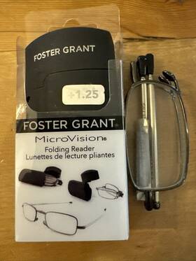 Foster Grant 887661369703 1.25 Gideon Foldable Reading Glasses With Flip Top Case