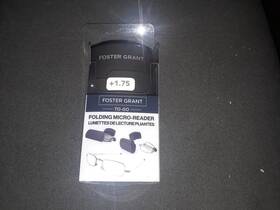 Foster Grant 887661369727 Microvision Folding Reader Glasses Black 1.75 New With Case