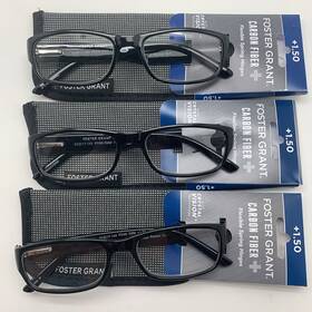 R156 Foster Grant 887661370044 Inch 3 Pair Reading Glasses Rocket Black 1.50 Carbon Fiber Reader