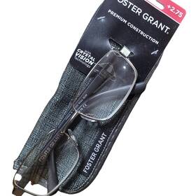 Foster Grant 887661371768 Mens Rectangle Dark Knox Black Reader Glasses With Case 2.75