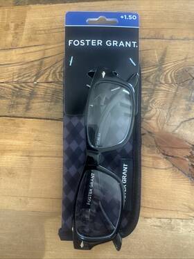 16-140 Foster Grant 887661456168 Black Reading Glasses W. Case 1.50 51/16-140 W Hugo Blk