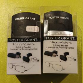 Foster Grant 887661466778 Lot Of 2 Microvision Gideon Folding Reader Glasses-black 3.25 -new