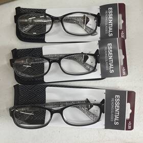 Foster Grant 887661487414 Inch 3 Pair Essentials Kyra Blk Black 3.25 Reading Readers Glasses
