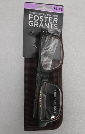 15-140 Foster Grant 887661512246 Reading Glasses 3.25 Thomson 53 Brown With Soft Case