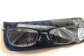 Foster Grant 887661531438 Leighton Blue Metal Rimmed Reading Glasses 2.75 With Soft Case