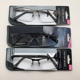 R186 Foster Grant 887661550880 Inch 3 Pair Lamar 2.50 Stainless Steele Reading Glasses Readers