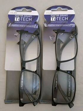 Ti200 Foster Grant 887661625144 Lot Of 2 Blk Ti-tech 1.25 Reading Readers Glasses Titech New