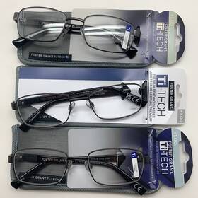 Ti100 Foster Grant 887661625205 Inch 3 Pair Ti-tech Hyper-flex 1.00 Reading Glasses Readers