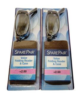 Foster Grant 887661866264 2.50 Spare Pair Folding Gisele Reading Glasses With Soft Case 2 Pairs