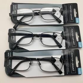 R158 Foster Grant 887661928108 Inch 3 Pair Manning Gun Reading Glasses 2.00 Readers With Case