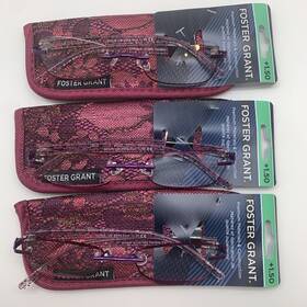 Foster Grant 887661928252 Inch 3 Pair R61 Daniella Purple 1.50 Rimless Reading Glasses Readers