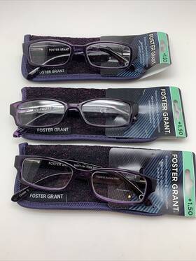 Foster Grant 887661932013 Inch 3 Pair R87 New Premium Aurora Purple 1.50 Readers With Soft Case