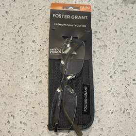 989242 Foster Grant Blake 2.50 Crystal Vision Reading Glasses Black Square Clear Lens