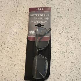 989372 Foster Grant Titanium 3.25 Crystal Vision Reading Glasses Black Eyeglasses