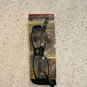 989452 Foster Grant 3.25 Lightspecs Lloyd Reading Glasses Black Eyeglasses Clear Lens