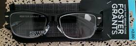 Lo0116 Foster Grant 2.00 Black Semi-rimless Reading Glasses Clive H5