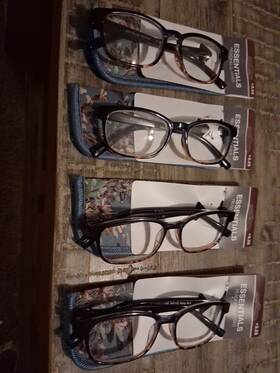 Lo0319 Foster Grant Reading Glasses 3.25 Misha Blu 4 Pair Essentials With Cases