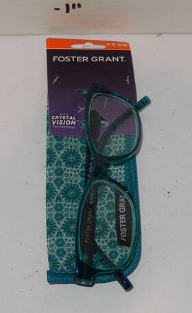 Ms0121 Foster Grant Women S Reading Glasses 2.50 Teal Crystal Vision With Case New