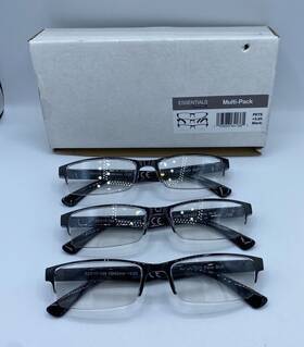 52-17-138 Foster Grant Ns1023 Mens Pete Rectangular Reading Glasses 3 Pack 3.25 - New