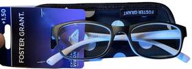 Pl0719 Foster Grant Women Lucille Reading Glasses Crystal Vision White Black 1.50 New