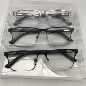 Sr0525 Foster Grant New Lot Of 3 - Reading Glasses 2.00 Black Metal Frame Full Rim