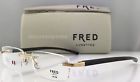 Fred New Authentic Men Rimless Eyeglasses Ellesmere Gold Real Ebony