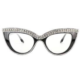 Fuprecious 743636744046 Cat Eye Reading Glasses Bling Rhinestone Magnified Blue Light Blocking Reader