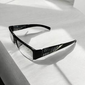 Fushida 739042004331 Men S Black/gray Stripes Half Rim Glasses With Spring Hinges And Snap Case 1.75