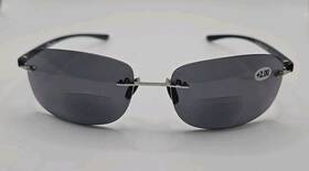 Fa0161 G Mens Womens Tinted Bifocal Rimless Reading Glasses Sunglasses Retro 2.00