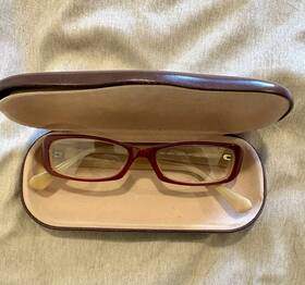 59510 Galvi Mini Optic Brown Reading Glasses Model Italy With Case Frames Only