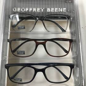 Geoffrey Beene 764724843670 3 Pack Gift Mens Reading Glasses Gloss Black Grey Tortoise 2.00