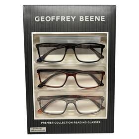 Geoffrey Beene 764724846640 3 Pack Mens Reading Glasses Matte Black Tortoise Gray 2.50