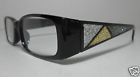 Georgio Caponi Womens Reading Glasses Black Glitter Design Temples 2.00 O2 739042001736