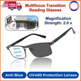 803303 Ghdbfmb Men S Metal Frame Progressive Multifocus Transition Reading Glasses W Blue Light