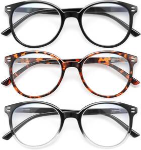 Giblogo 840433201854 3 Pack Reading Glasses For Women/reading Men Eye Blue