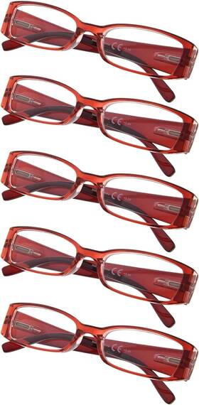 Gr8sight 744110225532 5-pack Women Reading Glasses Includes Sunshine Readers Red