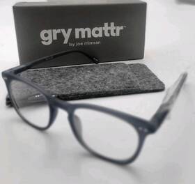 Gry Mattr 773021296515 By Joe Mimran 1.25 Inch Suave Blue Light Reading Glasses In Slate