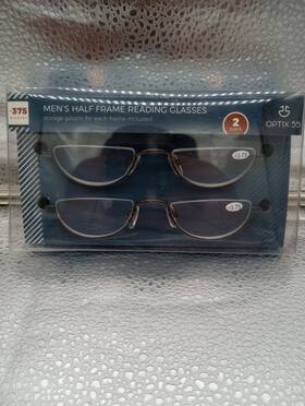 Half Frame Reading Glasses 819054022926 375 Metal Moon Readers For Women Men 2 Pairs