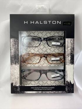 Hr51 Halston Fashion 3 Pack 1.50 Multi Color Reading Designer Glasses Readers