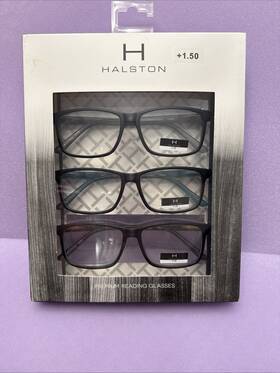 Hr54 Halston Fashion 3 Pack 1.50 Multi Color Reading Designer Glasses Readers