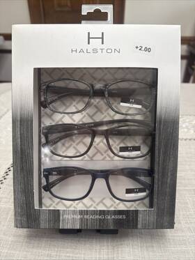 Hr59 Halston Fashion 3 Pack 2.00 Multi Color Reading Designer Glasses Readers