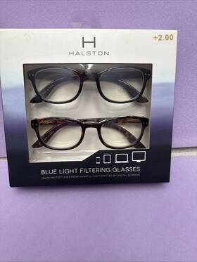 Hwr46 Halston H 2-pack 2.00 Multi Color Reading Designer Glasses Blue Light Filter