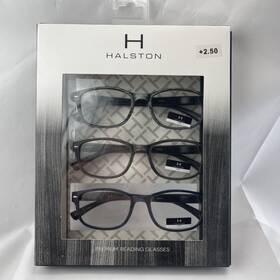 Hwr60 Halston 2.50 Reading Glasses 3 Pair New