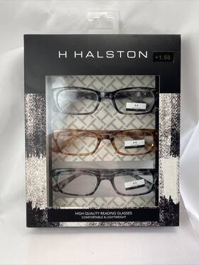 Hwr62 Halston Fashion 3 Pack 1.50 Multi Color Reading Designer Glasses Readers