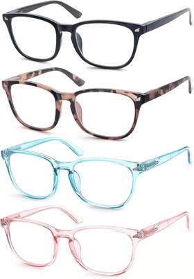 Hapjoys 445015394363 Womens Reading Glasses Blue Light Blocking Computer Readers 0.50 For Women Blu