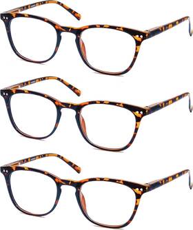 Hapjoys 770343058760 3 Pack Reading Glasses Women Men Stylish Oval Readers Flexible Spring Hinge T