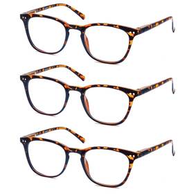 Hapjoys 770343058784 3 Pack Reading Glasses Women Men Stylish Oval Readers Flexible Spring Hinge T